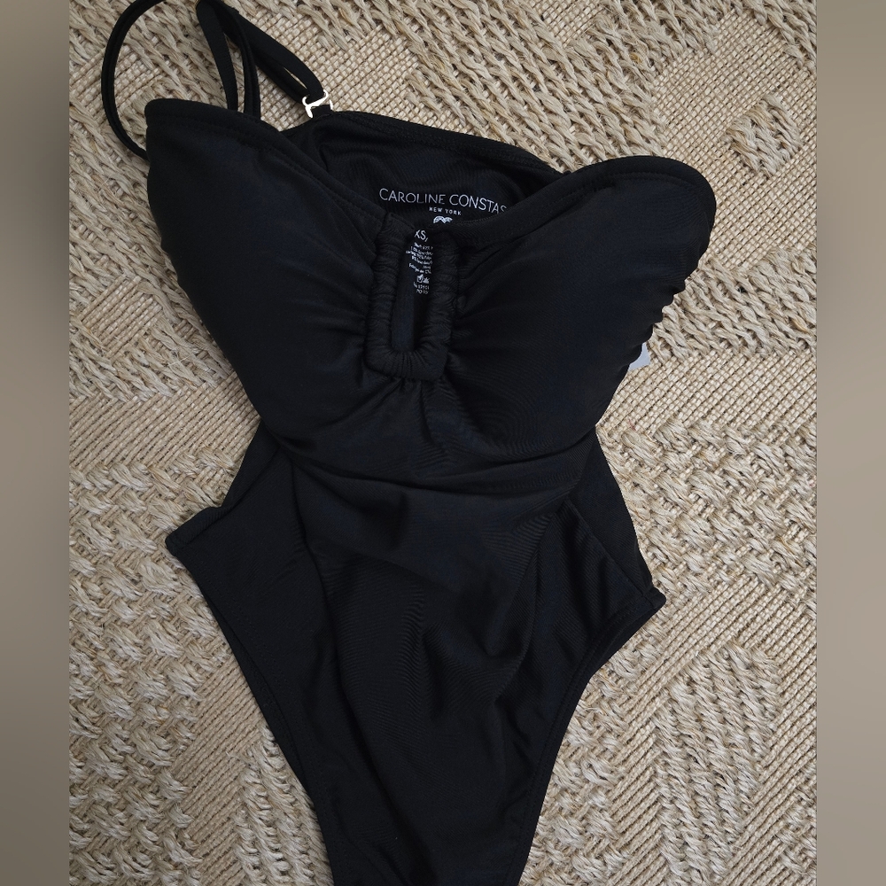 Caroline Constas Black Ruched Keyhole One-Piece Swimsuit - Picture 7 of 7